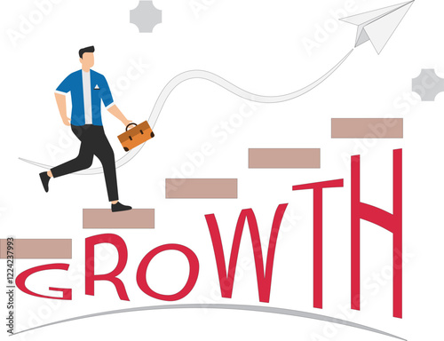 Targeted growth. Businessman running on volatility