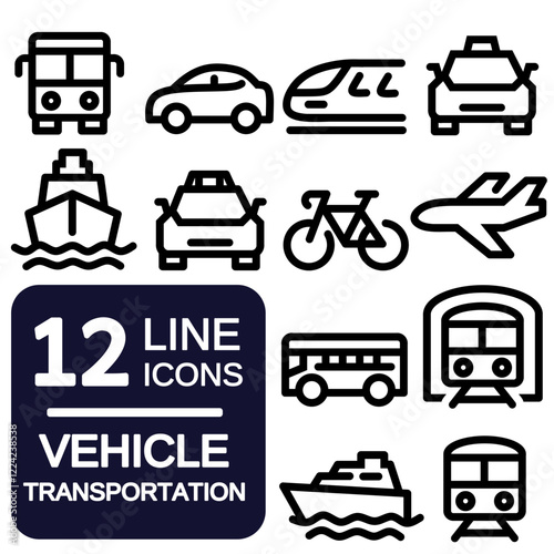 12 transportation line icon