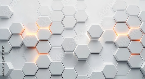 Minimalist Hexagon Background with Ambient Lighting Featuring Copy Space for Text photo