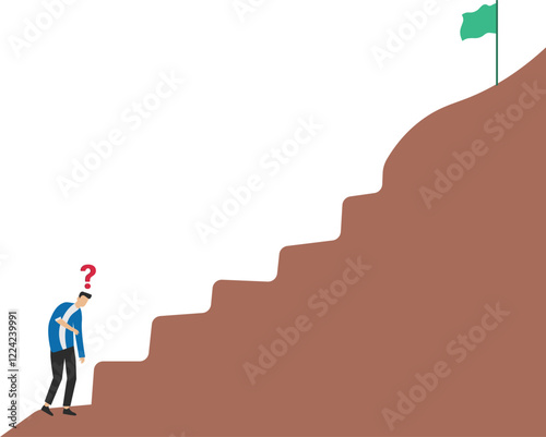 Businessman thinks of a solution to achieve the goal