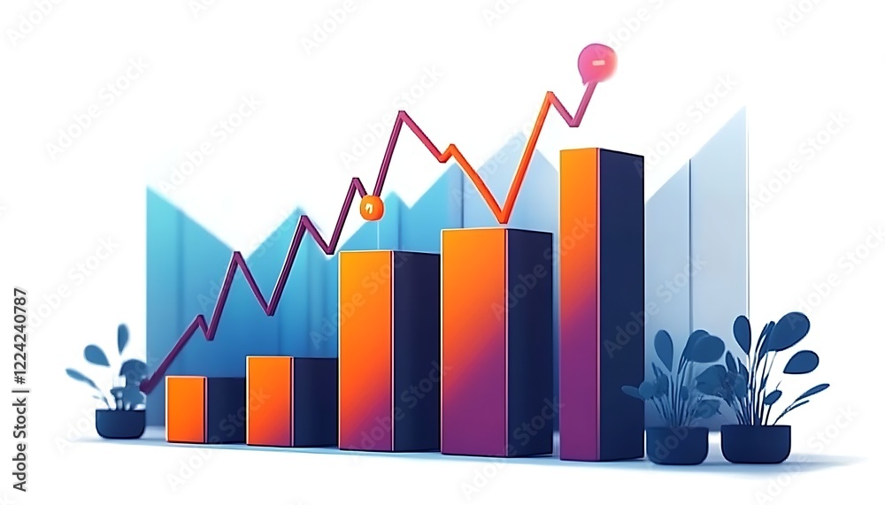 A graph displaying an upward trend, illustrating growth and increasing values over time. Ideal for representing financial progress, business expansion, or positive performance metrics. 3d growth
A graph displaying an upward trend, illustrating growth and increasing values over time. Ideal for representing financial progress, business expansion, or positive performance metrics. 3d growth