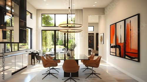 A chic and modern dining room interior