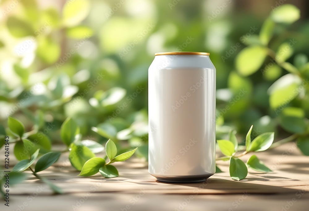 White Aluminum Can Mockup in Nature Setting White Aluminum Can Mockup in Nature Setting
