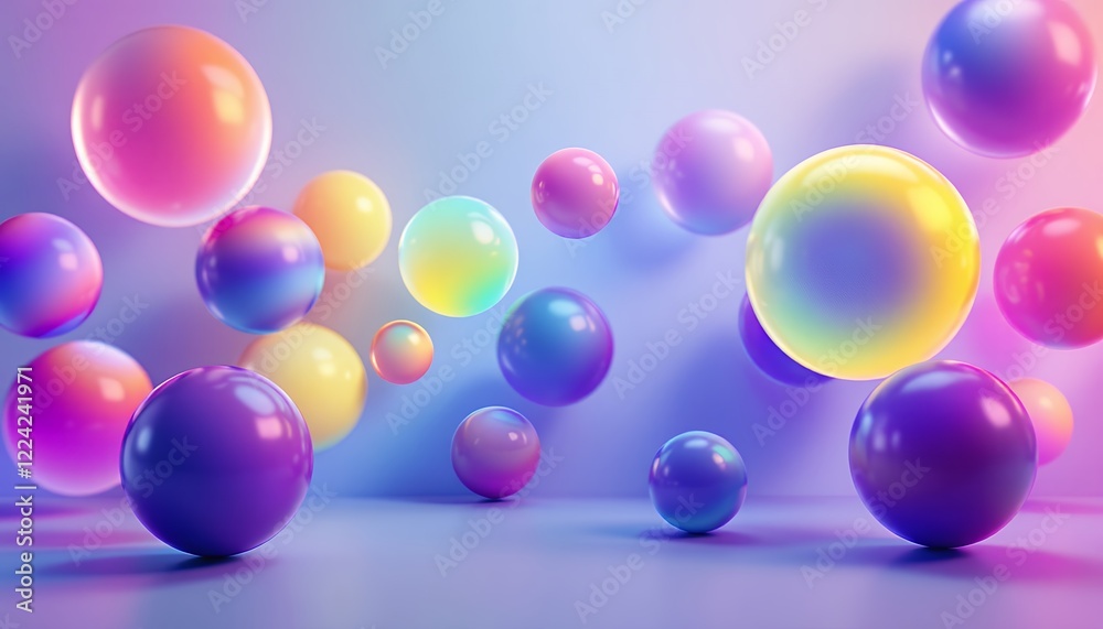 Abstract Colorful Spheres Floating in a Dreamlike Space: A vibrant, surreal digital artwork featuring iridescent orbs suspended in a pastel-hued environment. Abstract Colorful Spheres Floating in a Dreamlike Space: A vibrant, surreal digital artwork featuring iridescent orbs suspended in a pastel-hued environment.