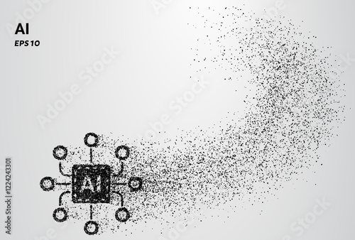 AI of particles. AI consists of small circles. Vector illustration.