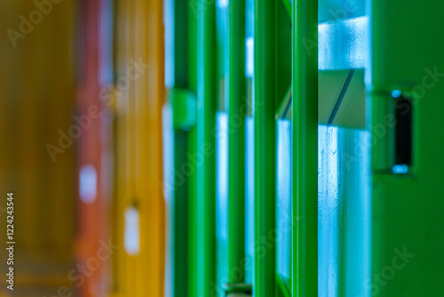 Obraz na płótnie Warehouse building with various colorful shipping containers w salonie