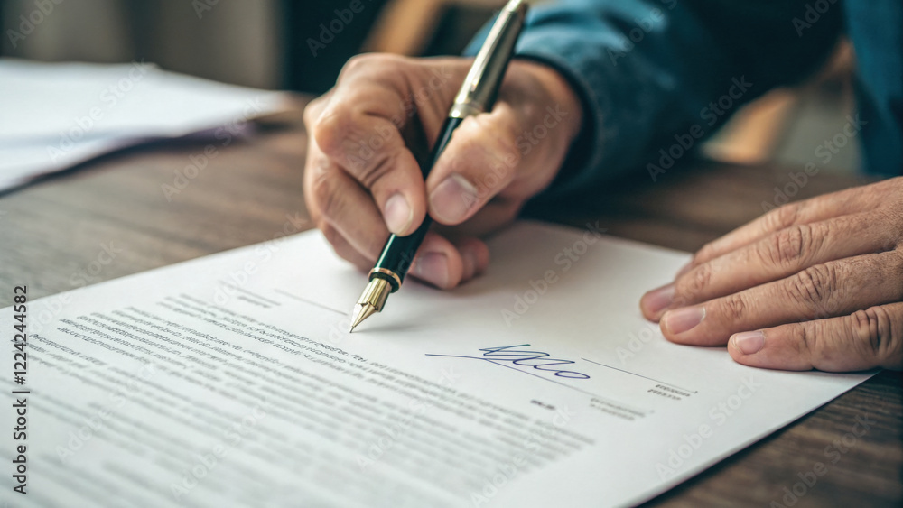 close up of hand signing document with pen close up of hand signing document with pen