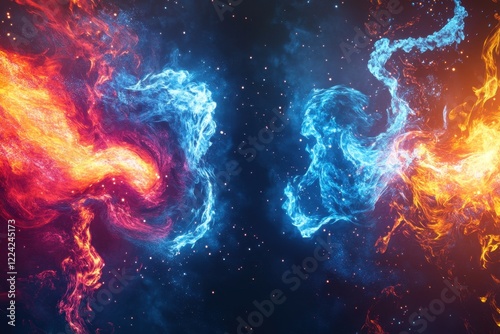 Glowing VS Screen With Blue Flame And Sparks For Sports And Gaming Events.