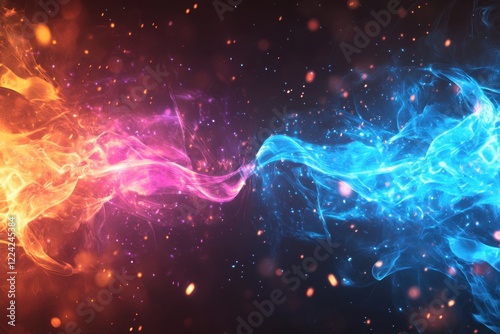 Glowing VS Screen With Blue Flame And Sparks For Sports And Gaming Events.