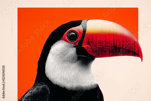 T-shirt print design with toucan bird and copy space. photo