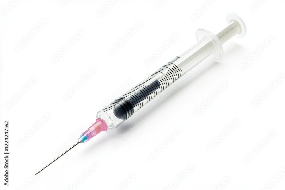 Medical Syringe Injection on White Background, Isolated. Medical Syringe Injection on White Background, Isolated.