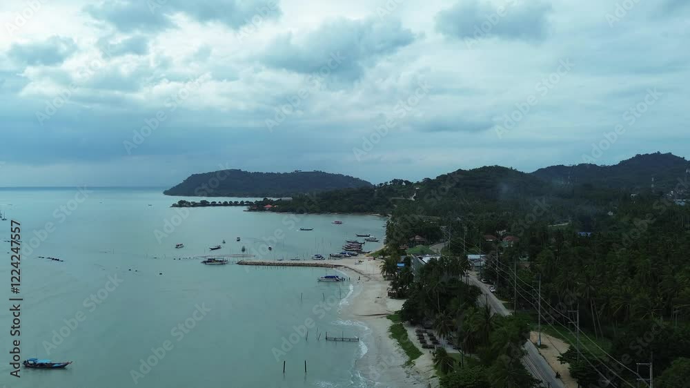 Koh Samui island Gulf of Thailand holiday destination, aerial drone beach hotel resort Koh Samui island Gulf of Thailand holiday destination, aerial drone beach hotel resort