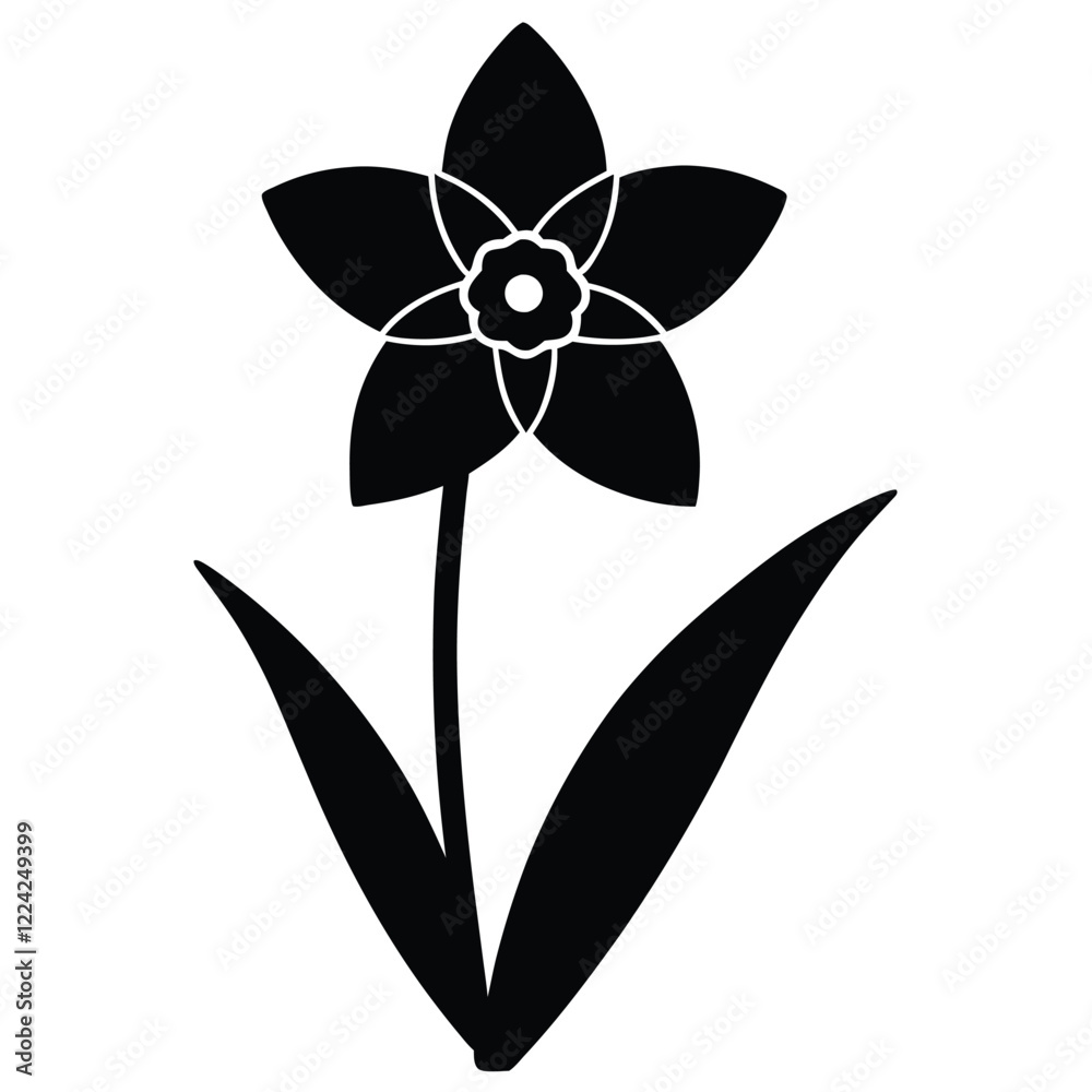 Minimalist Daffodil Flower Silhouette Vector Design Minimalist Daffodil Flower Silhouette Vector Design