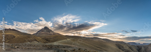 Beautiful Andean landscape early in the morning, with a view of the Cerro Chorolque volcano in tupiza bolivia
 photo