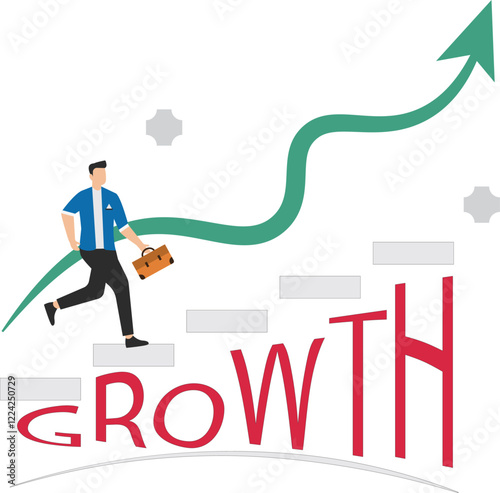 Businessman walking on a graph of growth and volatility