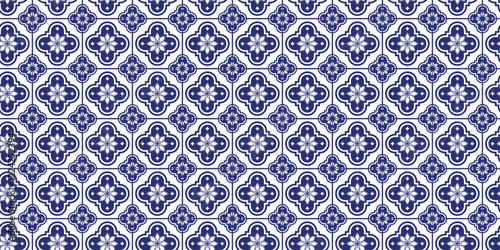 Decorative tiles pattern blue color, seamless pattern, blue decorative seamless pattern.