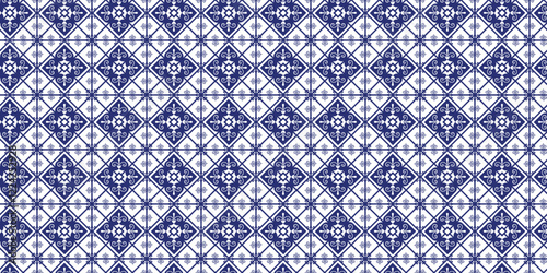 Decorative tiles pattern blue color, seamless pattern, blue decorative seamless pattern.