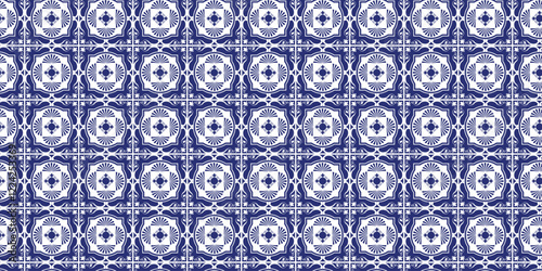 Decorative tiles pattern blue color, seamless pattern, blue decorative seamless pattern.