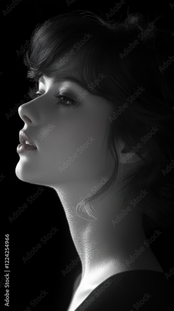 Serene Feminine Figure in Chiaroscuro Light Capturing Beauty and Elegance in Classical Portraiture Serene Feminine Figure in Chiaroscuro Light Capturing Beauty and Elegance in Classical Portraiture