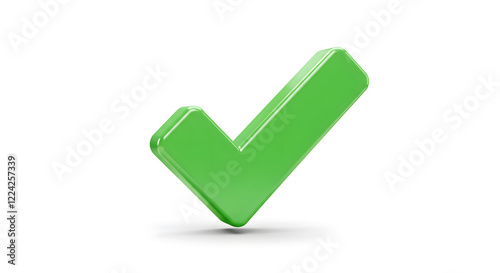 Green 3D Check Mark Icon Approval Symbol isolated on white background. Generative AI
