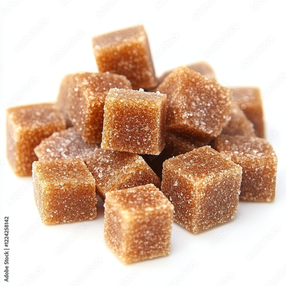 Close-up of a pile of brown sugar cubes. Close-up of a pile of brown sugar cubes.