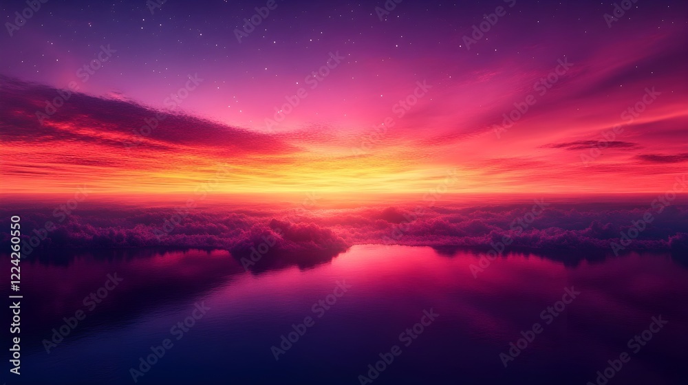 Fototapeta premium A gradient of fiery sunset orange blending into twilight purple.