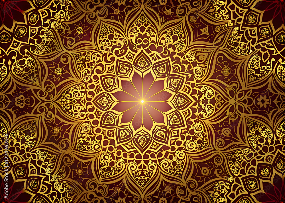 Intricate Gold Mandala Pattern. Art Deco Design Intricate Gold Mandala Pattern. Art Deco Design