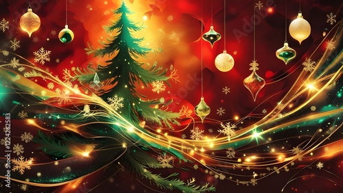 christmas tree with red lights
