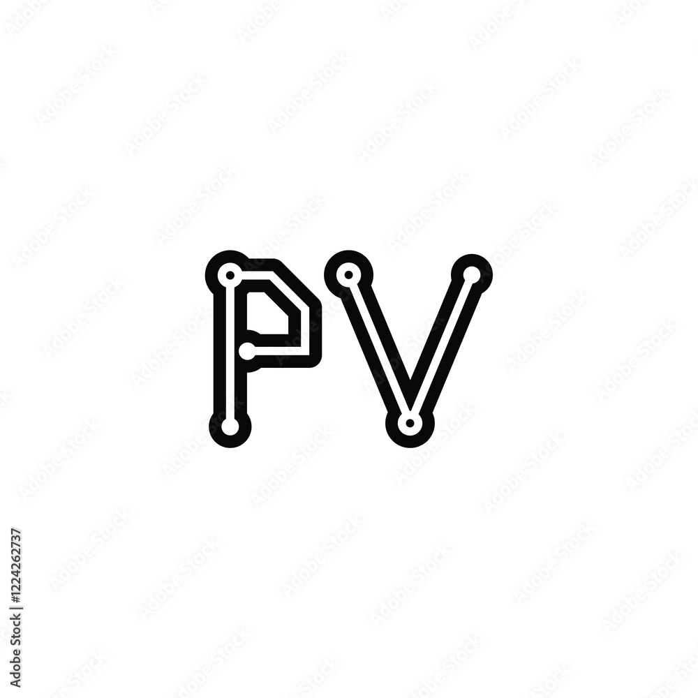 Obraz premium PV monogram logo design letter text name symbol monochrome logotype alphabet character simple logo