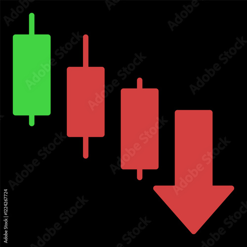 Downtrend Candlestick Pattern vector Cryptocurrency Analytics colored icon or design element