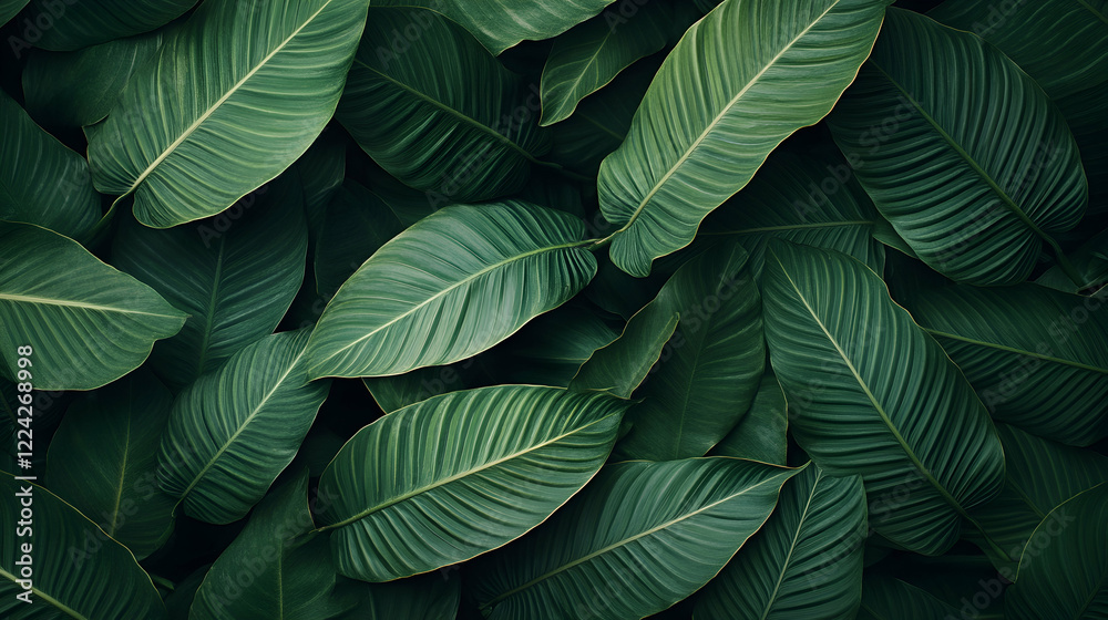 Obraz premium Lush Green Leaves Background with Texture and Vibrant Foliage