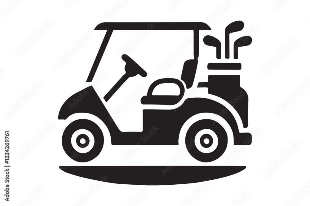 Black Silhouette of Golf Cart Vector Icon Design Black Silhouette of Golf Cart Vector Icon Design