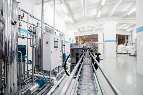 Industrial processing facility featuring automated equipment and a clean production line
