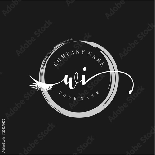 WI Elegant Circular Logo Design with Feather and Calligraphic Text