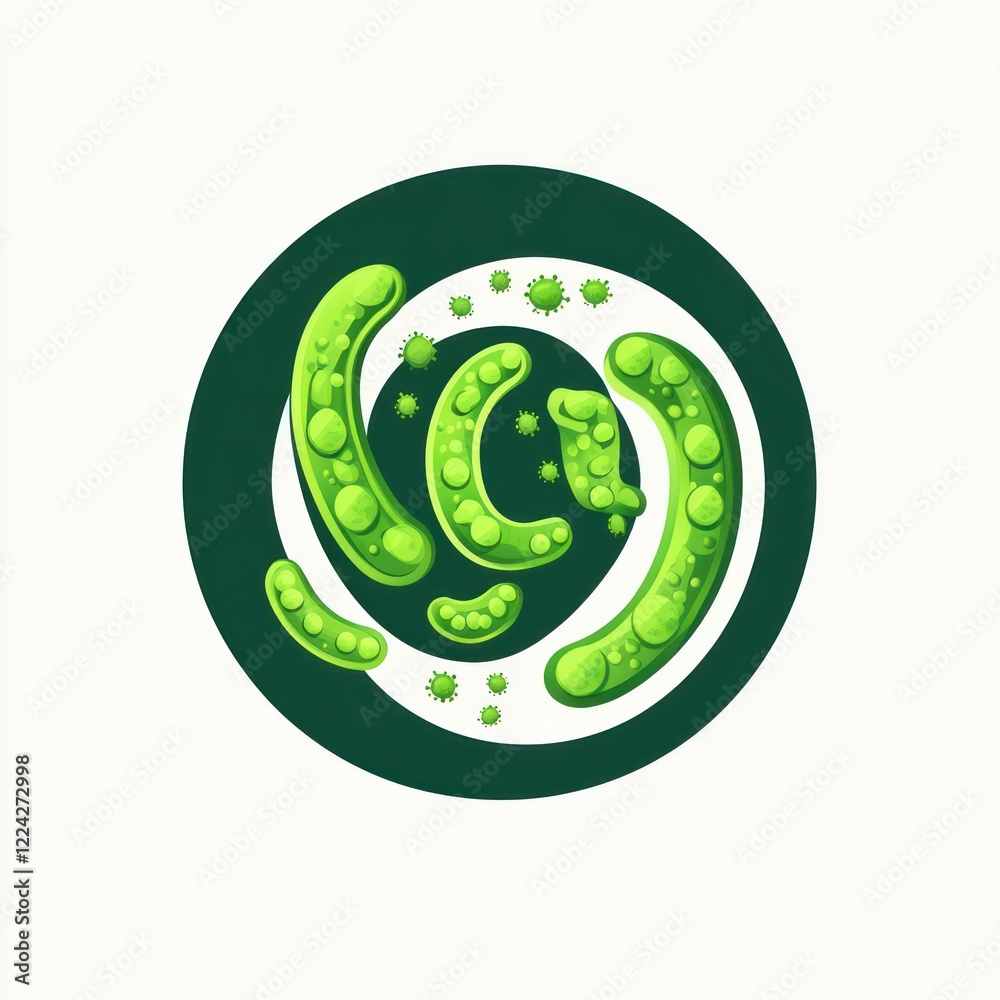 Probiotic Logo Design for Healthy Nutrition, Modern Microbiology, Minimalist Green Bacteria Icon, Digestive Health Illustration Probiotic Logo Design for Healthy Nutrition, Modern Microbiology, Minimalist Green Bacteria Icon, Digestive Health Illustration