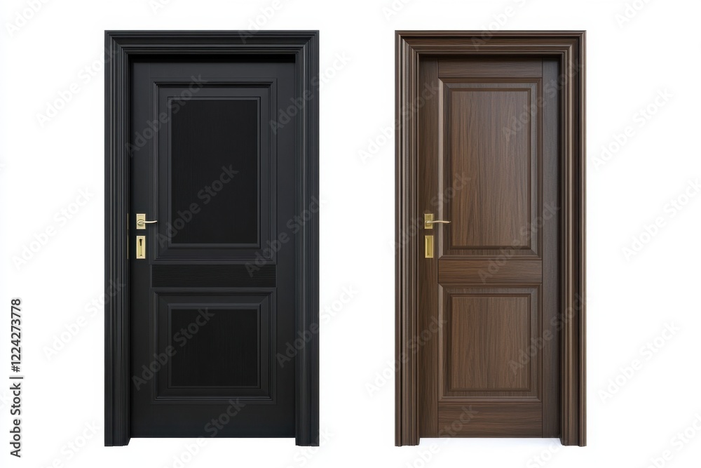 Interior Design Concept: Open Home Door Elements Isolated On White Background. Interior Design Concept: Open Home Door Elements Isolated On White Background.