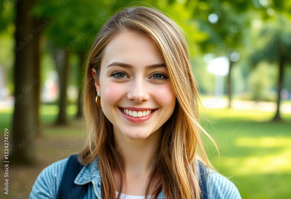 Serene outdoor portrait of a smiling female person Serene outdoor portrait of a smiling female person