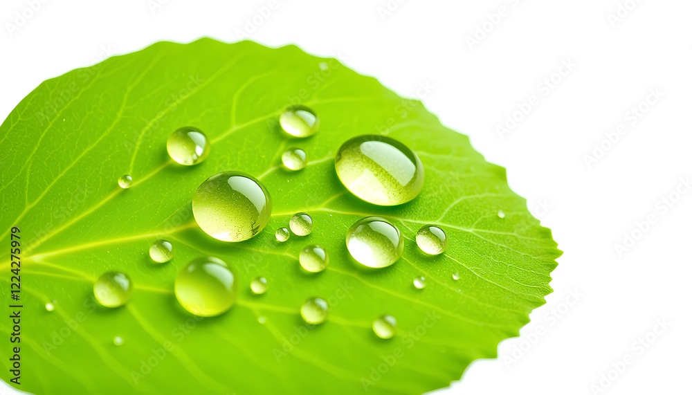 Fototapeta premium Close-up of a leaf with water drops showing freshness and nature