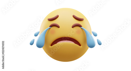 3D Crying Emoji Face Sad Cartoon Illustration isolated on white background. Generative AI