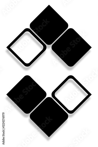 6 Blank round square photo frames design in a vertical simple layout. Used as a printable template for photo collage or a mock up for album pictures and photographs collection in a classic flat style.