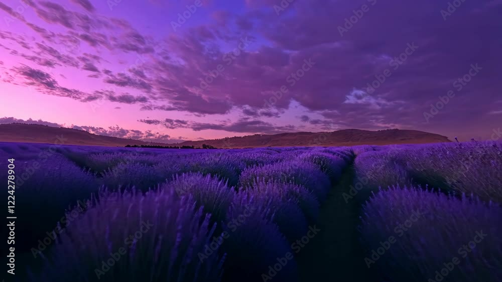 Serene Lavender Field at Sunset Stunning Purple Landscape Photography