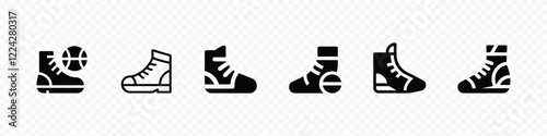 basketball footwear line icon, Shoes sneakers basketball icon