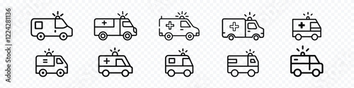 ambulance icon, Emergency Vehicle line icon
