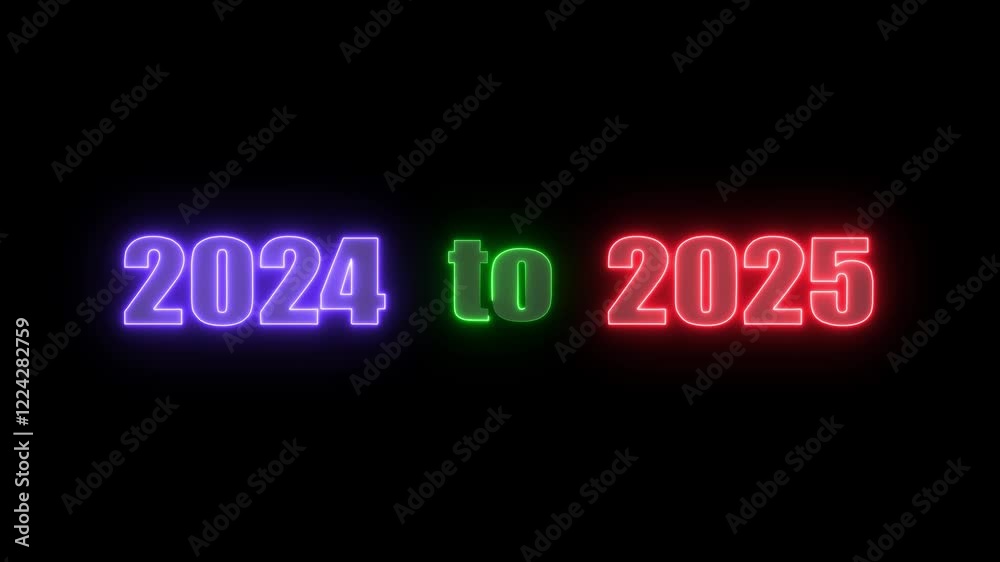 Neon New year 2024 to 2025 year change concept. New year 2025 neon looping line animation. happy new year 2025 animation 4k video. Neon New year 2024 to 2025 year change concept. New year 2025 neon looping line animation. happy new year 2025 animation 4k video.