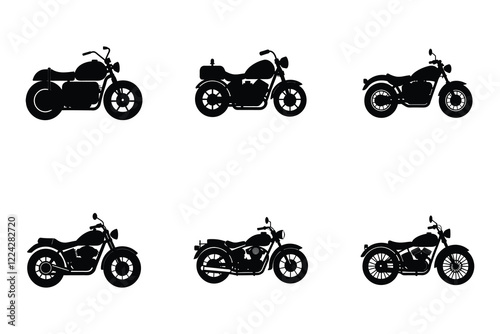 Flat cruiser motorcycle silhouette vector isolated on white