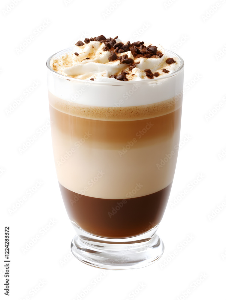 Delicious Caramel Macchiato with Whipped Cream in a Clear Glass with Chocolate Sprinkles : Generative AI Delicious Caramel Macchiato with Whipped Cream in a Clear Glass with Chocolate Sprinkles : Generative AI