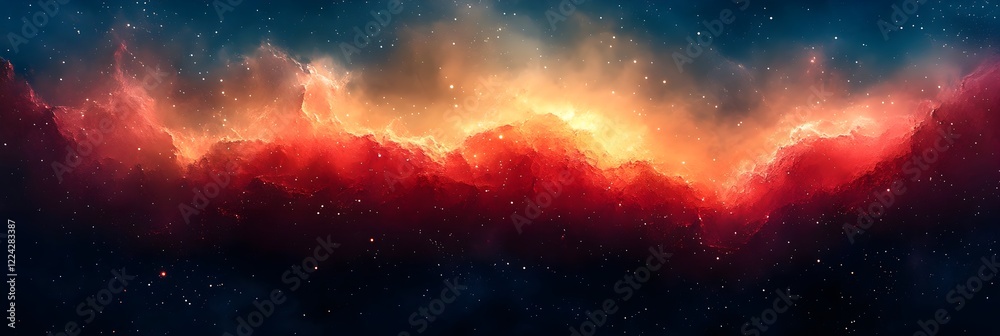 Fototapeta premium A gradient of starlit teal blending into bold ruby red.
