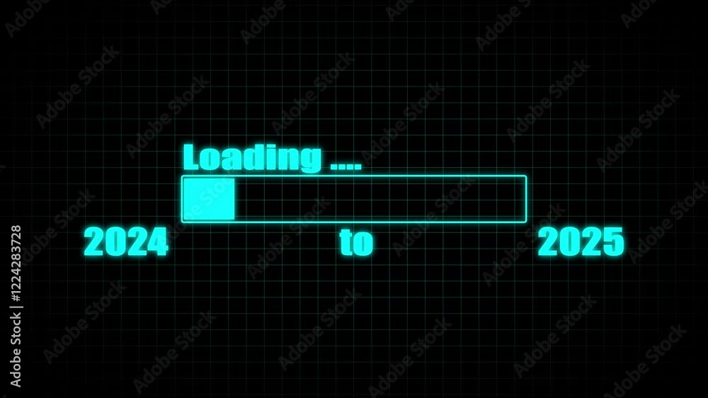 Video Stock Progress loading bar 2024 to 2025 animation .New year 2025 ...