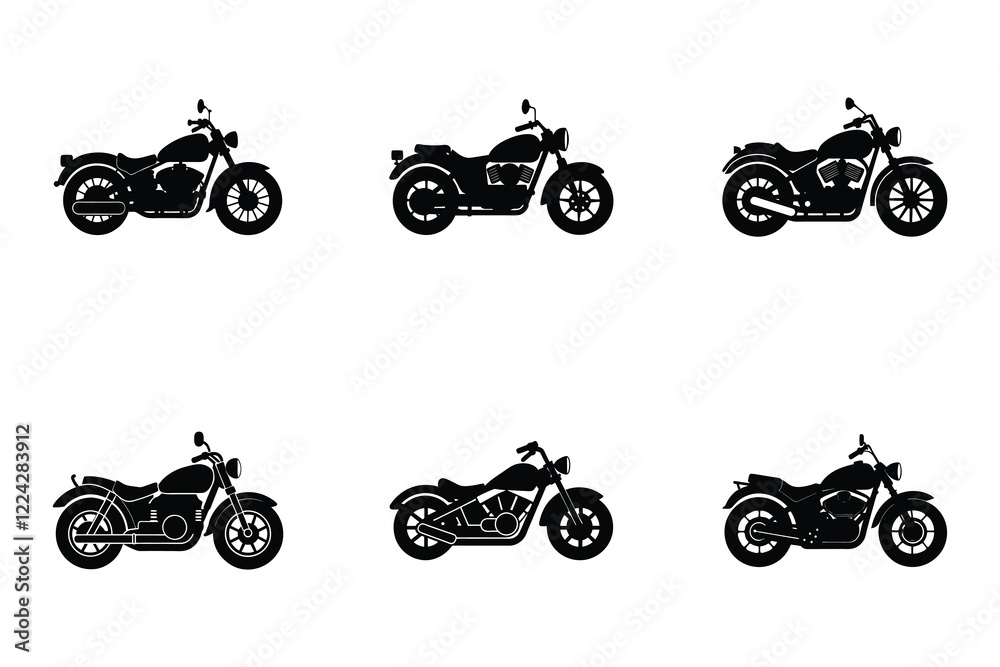 Obraz premium Retro motorcycle silhouette flat vector design on white