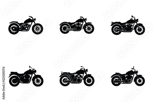 Silhouette flat cruiser motorcycle on white background